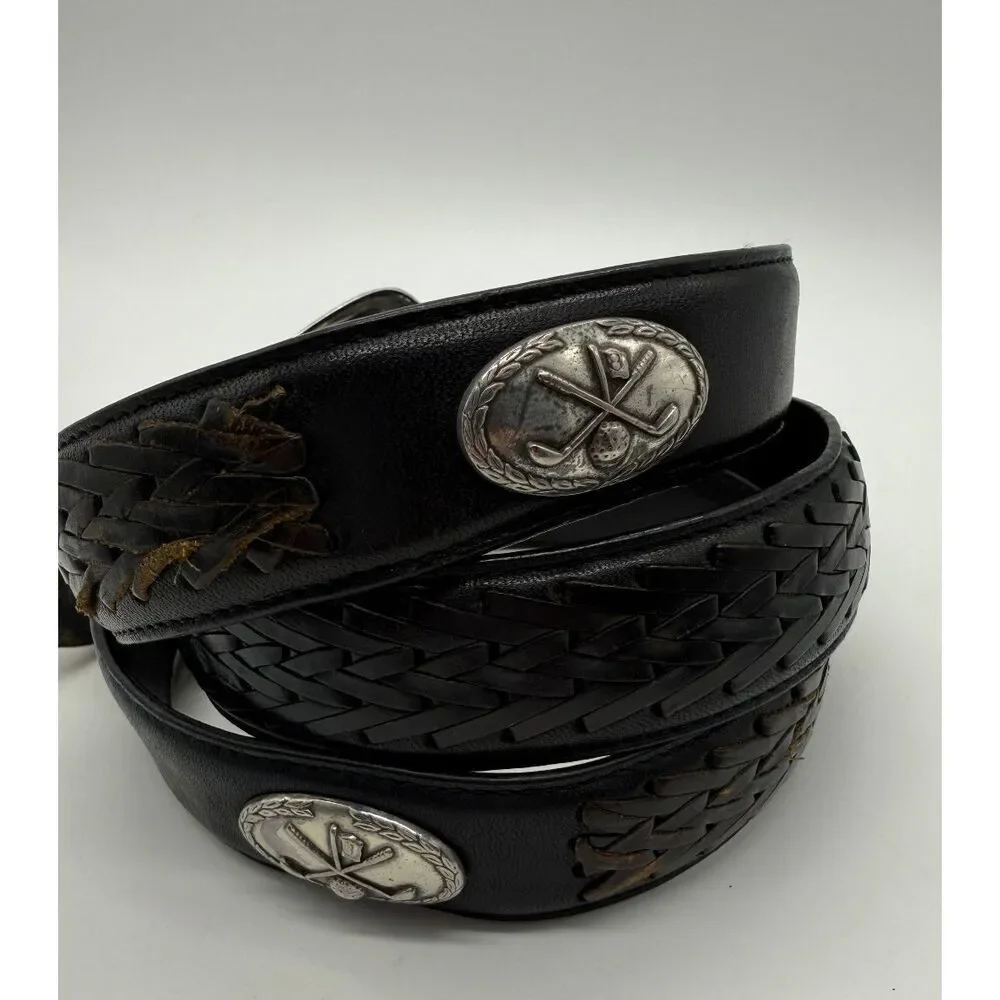 John Rich & Bros‎ Woolrich Men’s Belt Size 40 Black Leather Silver Golf
